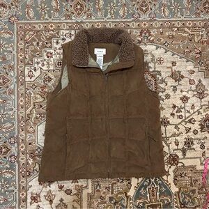 L.L.Bean Brown Suede quilted down Vest